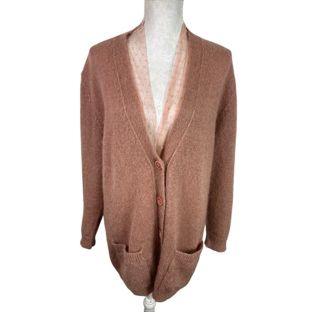 Red Valentino Women's M Long Cardigan‎ Rose Pink Mohair Bld EUC